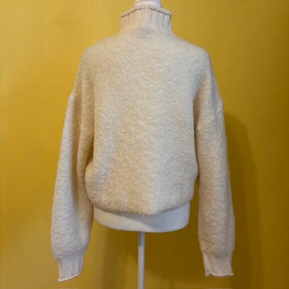 American Eagle Cream Boucle Mock Neck Wool Blend Sweater Size XS - Picture 5 of 8